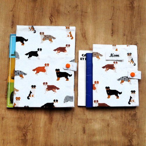Protège carnet de santé pour chiens, etui passeport, range ordonnance,  berger australien ,  nom brodé