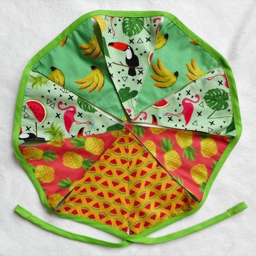 Banderole fanions guirlande tissu flamants toucans fruits tropicaux décoration fête anniversaire adulte enfant