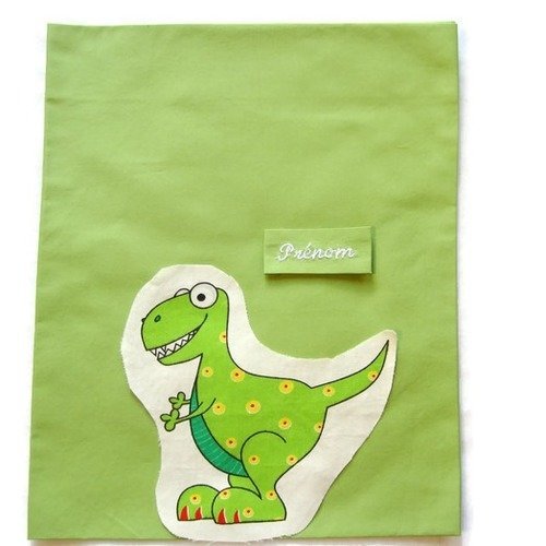Rentrée d'ecole maternelle crèche sac dinosaure sac à chaussons doudou goûter prénom brodé sac en coton