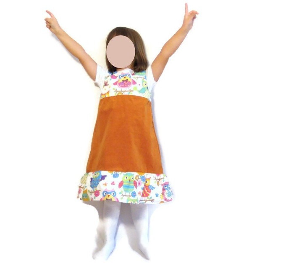 Robe Fille Automne 5 6 Ans Robe Chasuble Fille Trapeze Velours Chouettes Coton Un Grand Marche