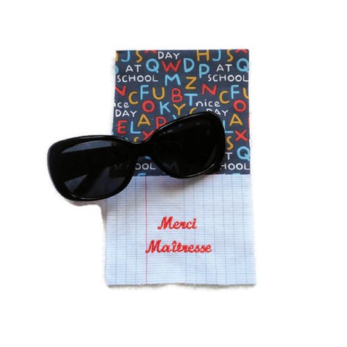 Cadeau maîtresse maître asmat atsem pochette à lunettes etui à lunettes personnalisé "alphabet gris" cadeau fin d'année scolaire
