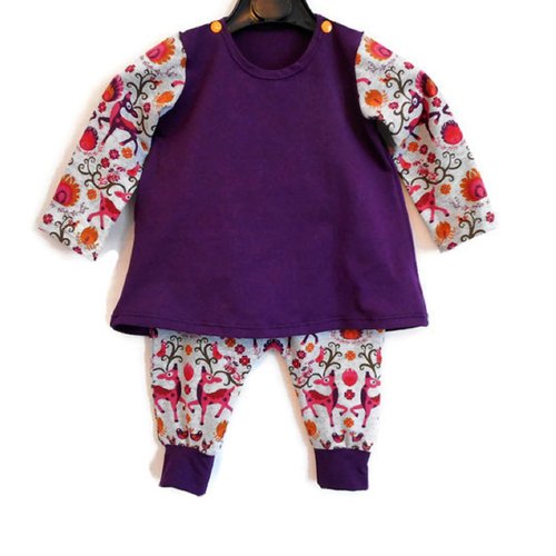 Ensemble Bebe Fille 12 Mois Automne Robe Tunique Et Sarouel Cerfs Fantastiques Jersey Coton Et Biologique Un Grand Marche