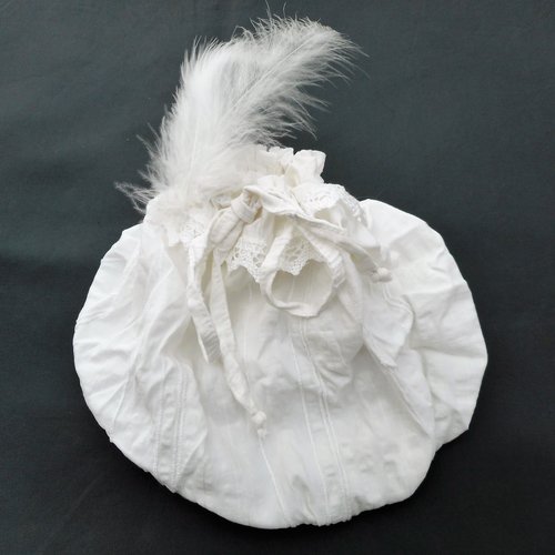 Sac bourse coton blanc plumes et dentelle rayé blanc pochon de rangement sac lingerie rangement maquillage