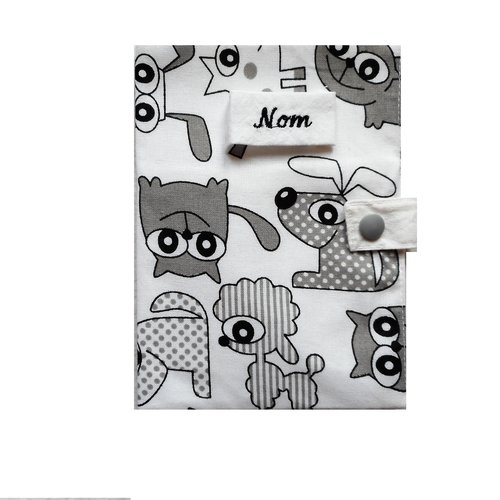 Couverture De Carnet De Sante Pour Animaux De Compagnie Chiens Chats Gris Et Blanc Protege Passeport Nom Brode Un Grand Marche