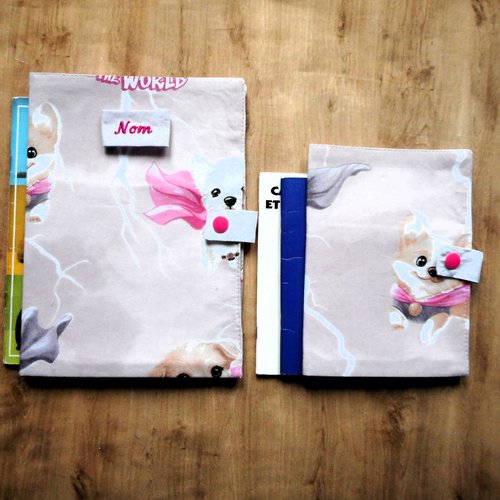 Protège carnet de santé pour chiens, chiots super héros rose, spitz corgis bouledogue, etui passeport, range ordonnance