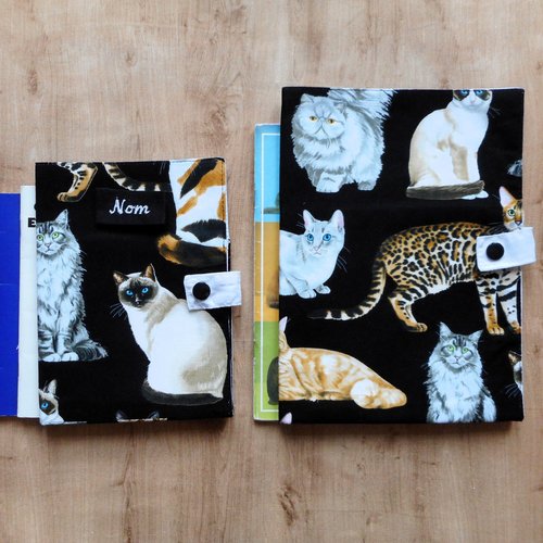 Protège passeport pour chat, housse de carnet de santé ou range ordonnance, chats de races, siamois bengale main coon persan