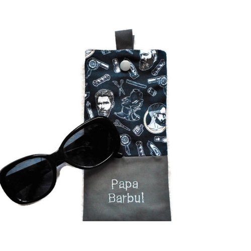 Papa barbu, cadeau fête des pères, cadeau homme papa, etui à lunettes, coton chez le barbier rétro
