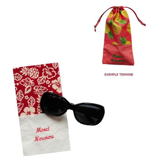 Etui à lunettes personnalisé, merci maître maîtresse d'ecole nounou, cadeau aesh asmat, coton ananas hibiscus bordeaux
