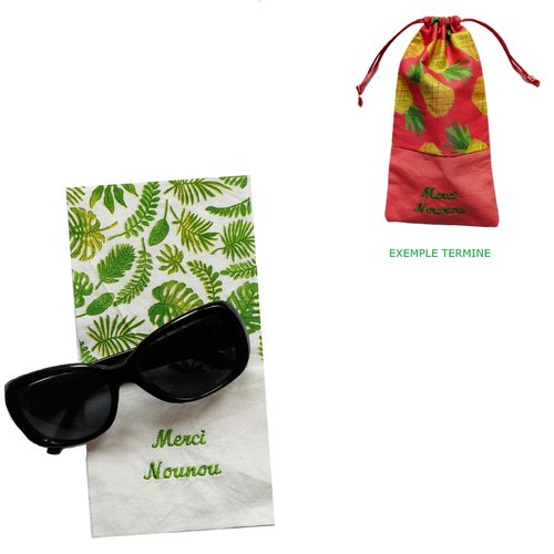Cadeau maître maîtresse d'ecole, nounou atsem aesh, etui à lunettes personnalisé, coton feuilles exotiques