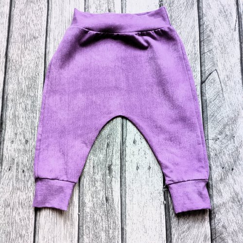 Sarouel fille ou garçon, sweat léger, effet jeans violet, pantalon bébé 12 mois, sweat coton