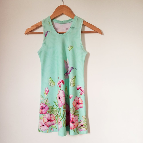 Robe enfant motif fleurs/oiseaux 8ans
