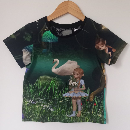 Fée,tee-shirt taille 8 ans,t-shirt fille avec dentelle,elfe,cadeau fille 8 ans
