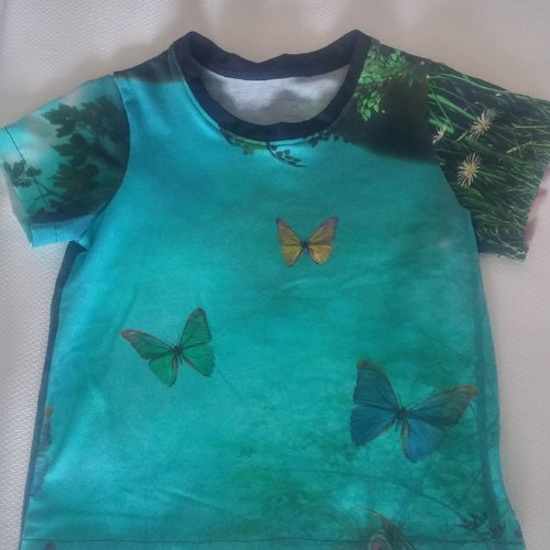 Tee-shirt jersey coton avec motif papillon / oiseau taille 4 ans