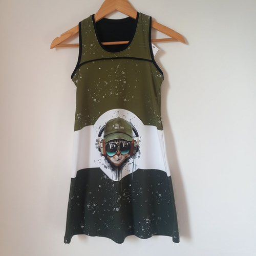 Robe taille 10 ans,robe été, motif chat, robe coton,cadeau fille 10 ans,cadeau de noël fille