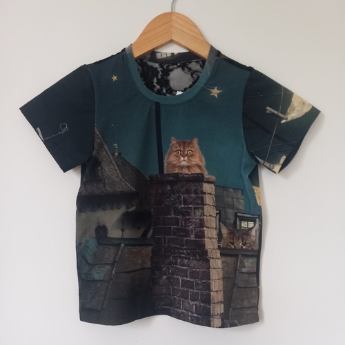 Tee-shirt chat taille 8 ans,cadeau noël fille,maillot fille,top fille,top enfant,tee-shirt coton,tee-shirt enfant,dentelle
