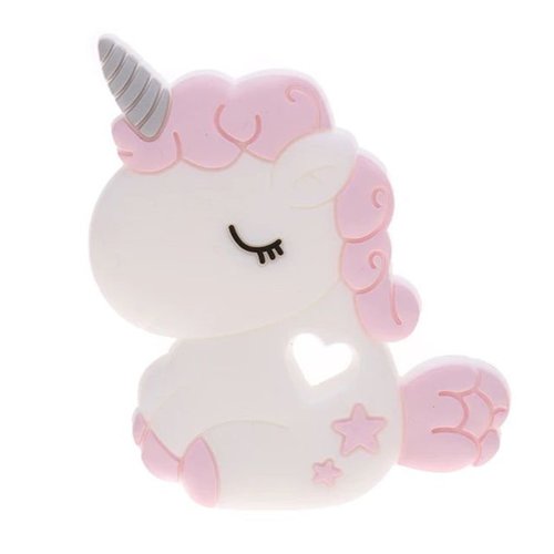 Anneau de dentition licorne rose en silicone