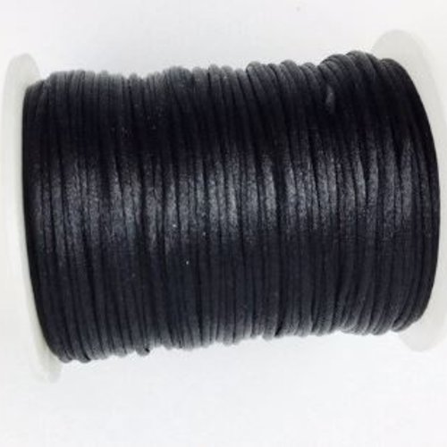 Fil nylon satiné 2 mm - couleur noir (5 m)