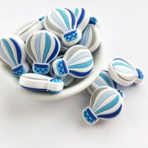 Perle montgolfière bleue en silicone