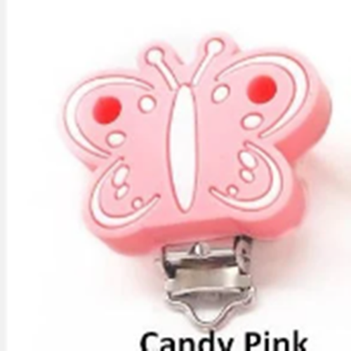 Clip silicone papillon rose