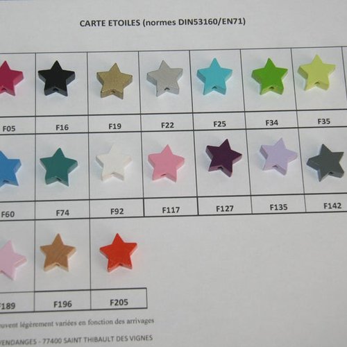 Perle étoile en bois (couleur au choix)
