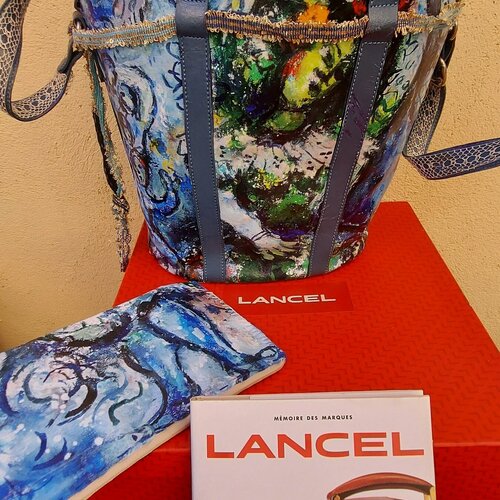 Lancel x chagall sac a main bandoulière épaule vintagel + tableau peintre peinture toile la danse chagall création unique france