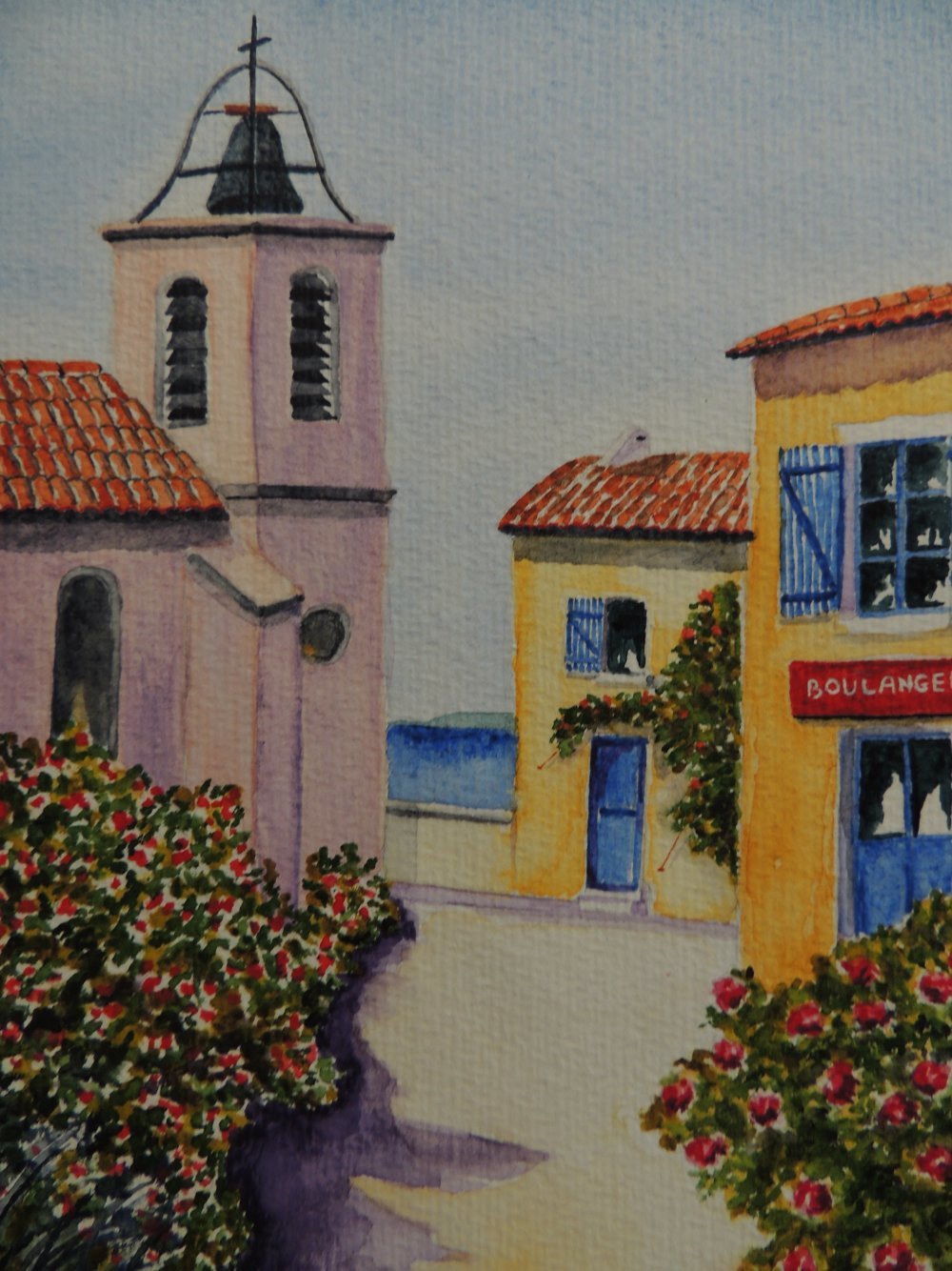 Aquarelle De Provence Village En Bord De Mer Un Grand Marche