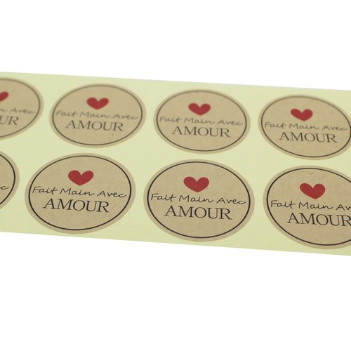 100 stickers "fait main avec amour"