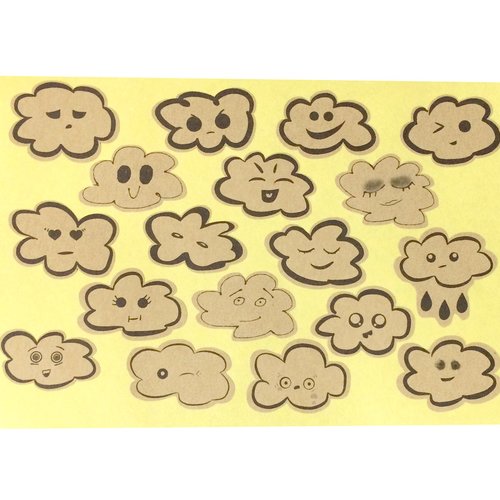 18 autocollants kawaii nuage kraft