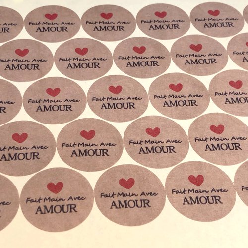84 stickers "fait main avec amour"