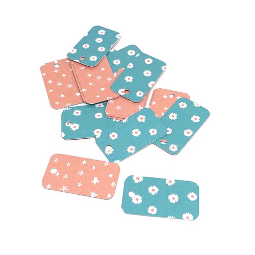 60 petites étiquettes fleurs