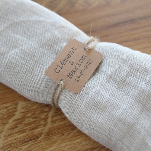 40 etiquettes personnalisables attache serviette mariage ou baptême