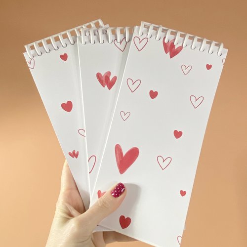 Carnet coeurs rouges