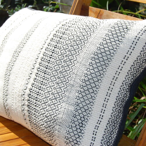 Grand coussin, taie oreiller rectangle grand format, tissé main, coton, mohair tissage tissu artisanal
