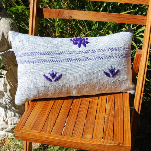 Housse coussin tissé mains en coton, artisanat