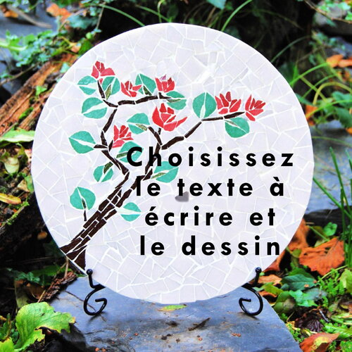 Plaque funéraire personnalisable, à créer, ornement tombe à poser, mosaïque