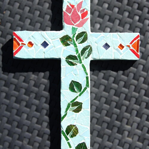 Croix religieuse, mosaïque murale, décoration