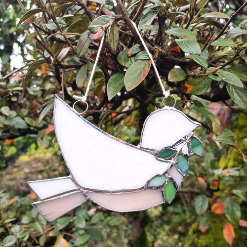 Suspension les rameaux, décoration oiseau en verre, vitrail, paix