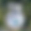 Cadre bois et vitrail rond, lapin