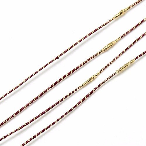 Fil cordon nylon métallique rouge or pour bracelet perles shamballa macramé création bijoux ø 1.5mm 