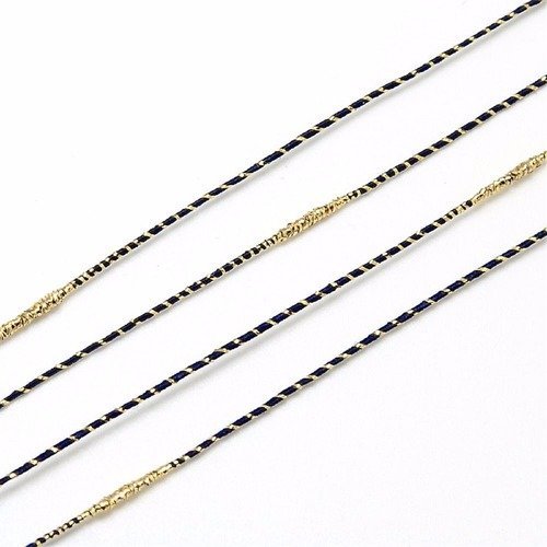 Fil cordon nylon métallique noir et or pour bracelet perles shamballa macramé création bijoux ø 1.5mm 