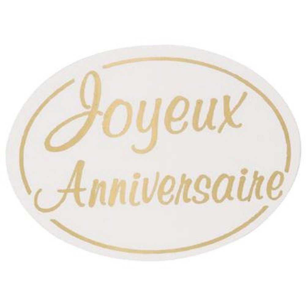 lot 50 etiquettes stickers joyeux anniversaire jaune or neuf