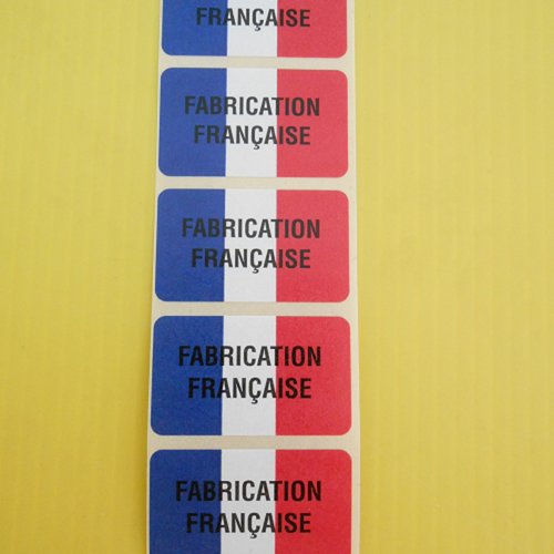 Lot 100 etiquettes stickers fabrication française bleu blanc rouge neuf 