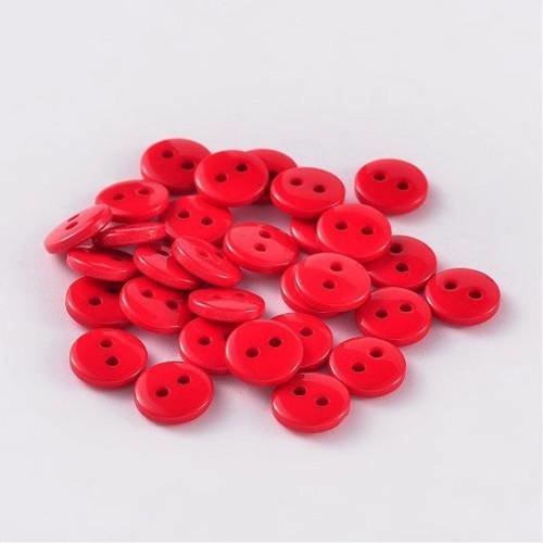 Lot 20 boutons 11.5mm rouge 2 trous neuf 
