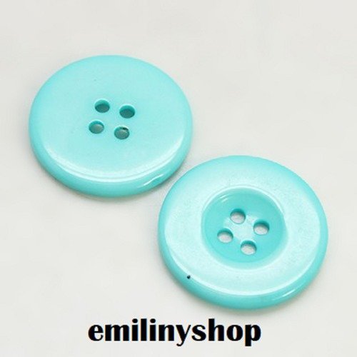 Lot 20 boutons 11 mm turquoise 4 trous neuf 