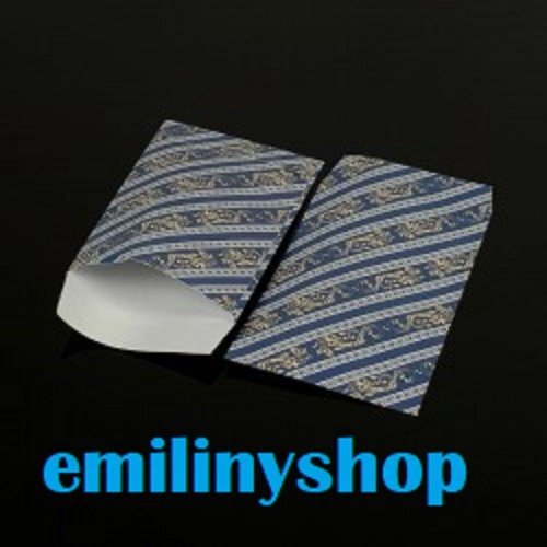 Lot 50 pochettes sachets fantaisie papier 13.5x7 baroque bleu et or emballage cadeaux,bijoux