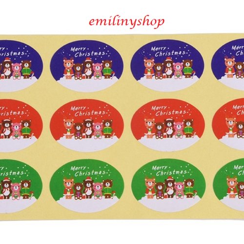 Lot 60 etiquettes stickers joyeux noel merry christmas rouge vert bleu neuf