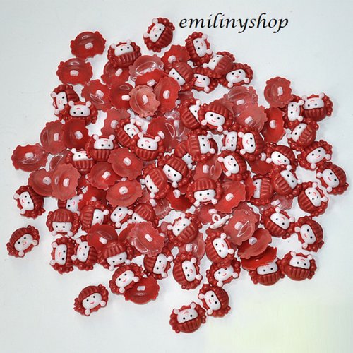 Lot 20 boutons visage fille rouge shank 22 mm couture mercerie scrap neuf