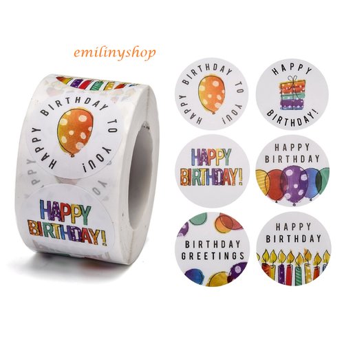 Lot 25 étiquettes stickers joyeux anniversaire happy birthday coloré neuf