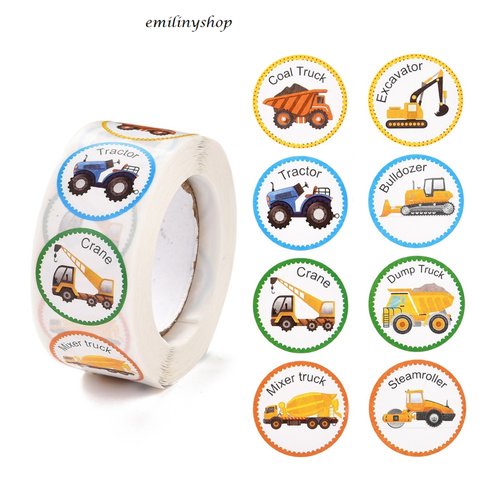 Lot 50 etiquettes stickers engins de chantier camion enfant neuf