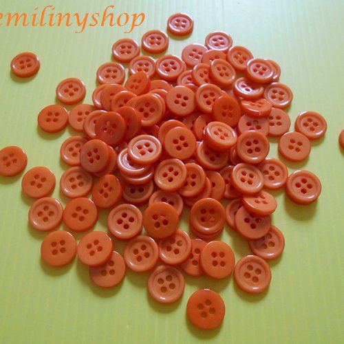 Lot 50 boutons 11 mm orange 4 trous neuf